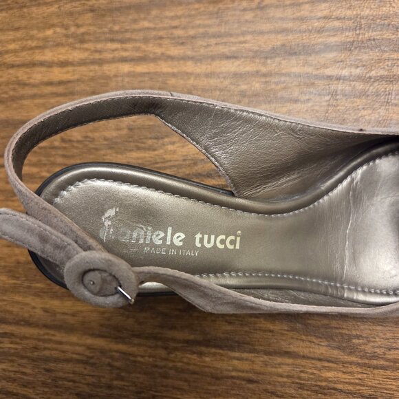DANIELE TUCCI Women's Brushed Suede Leather Upper Open Toe Slingback Heels 7.5M - Picture 5 of 15